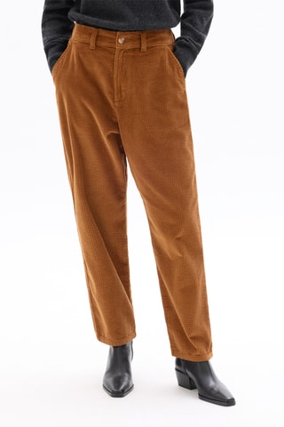 Pantalon carotte en velours taille haute - Camel
