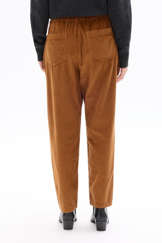 Pantalon carotte en velours taille haute - Camel