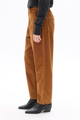 Pantalon carotte en velours taille haute - Camel