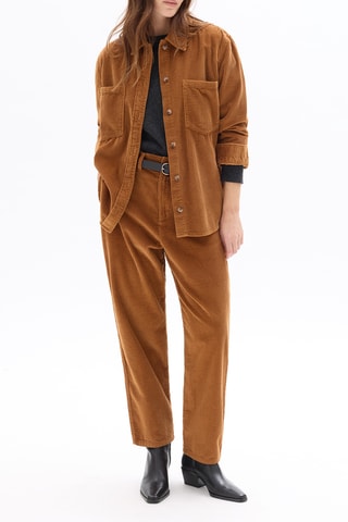 Pantalon carotte en velours taille haute - Camel
