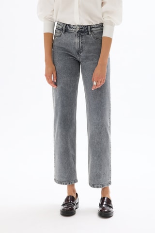 Jean large 7/8 taille haute - Gris clair