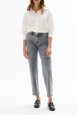 Jean large 7/8 taille haute - Gris clair