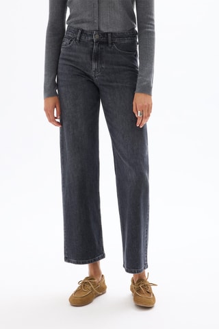 Jean large 7/8 taille haute - Gris foncé