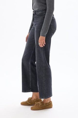 Jean large 7/8 taille haute - Gris foncé