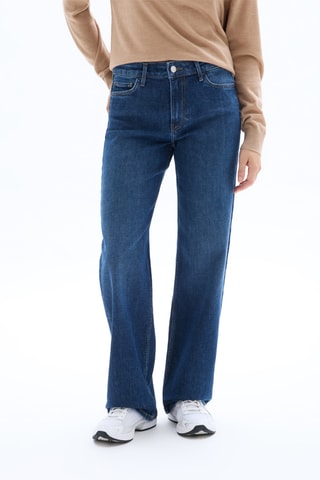 Jean large taille haute - Bleu pétrole