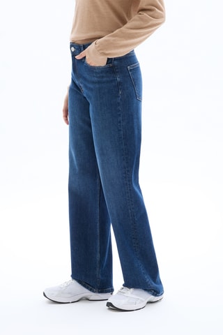 Jean large taille haute - Bleu pétrole