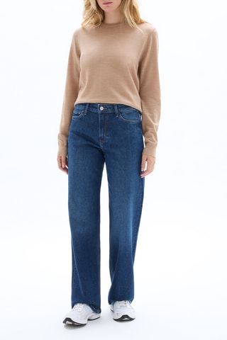 Jean large taille haute - Bleu pétrole