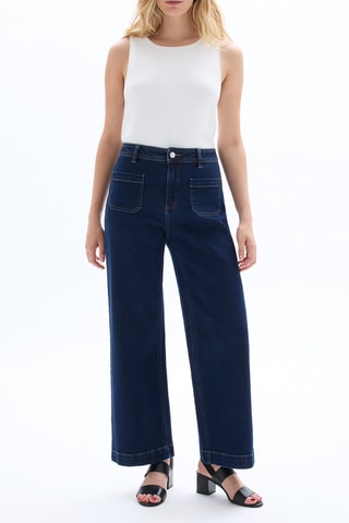 Jean large taille haute - Bleu marine