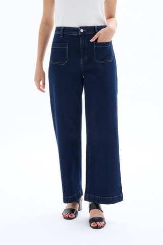 Jean large taille haute - Bleu marine