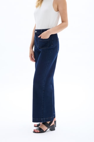 Jean large taille haute - Bleu marine