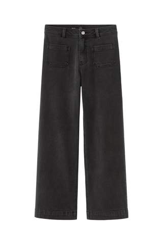 Jeans larghi a vita alta - Grigio scuro