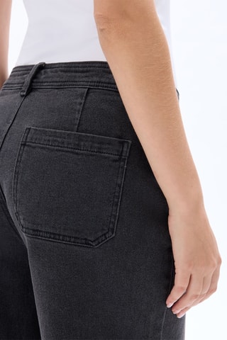 Jeans larghi a vita alta - Grigio scuro