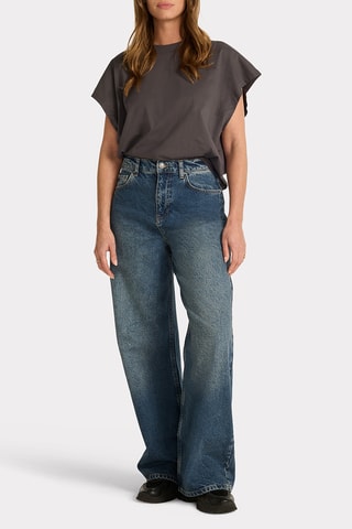 Jean large taille haute - Bleu