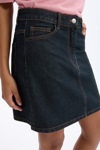 Minijupe taille haute en jean - Bleu marine