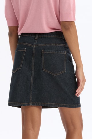 Minijupe taille haute en jean - Bleu marine