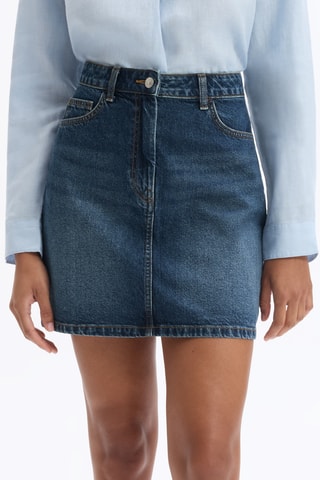 Minijupe taille haute en jean - Bleu