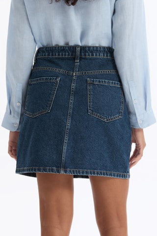 Minijupe taille haute en jean - Bleu