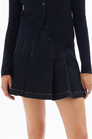 Jupe plissée en jean - Bleu