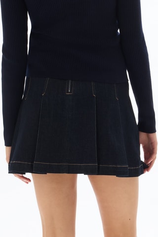 Jupe plissée en jean - Bleu