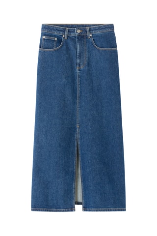 Jupe droite en jean taille haute - Bleu