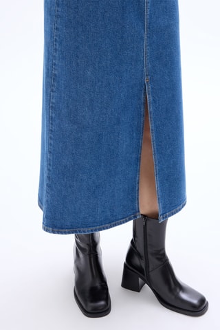 Jupe droite en jean taille haute - Bleu