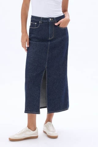Jupe droite en jean - Bleu nuit