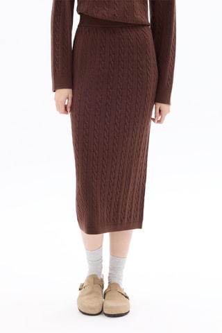 Jupe droite taille haute - Marron