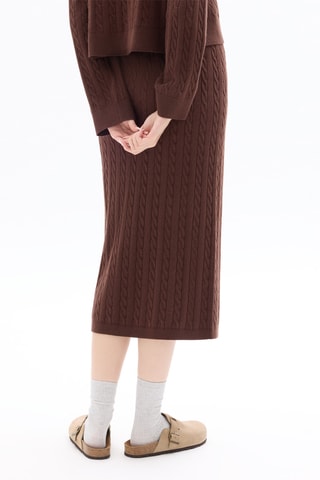Jupe droite taille haute - Marron