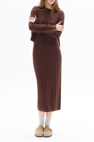 Jupe droite taille haute - Marron