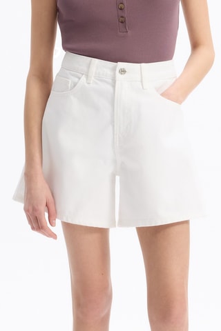 Short droit taille haute - Blanc
