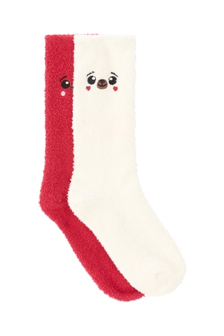 2 paires de chaussettes - Rouge et blanc