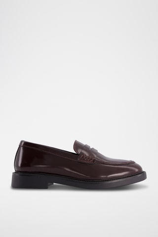 Mocassins à talons en cuir - Marron
