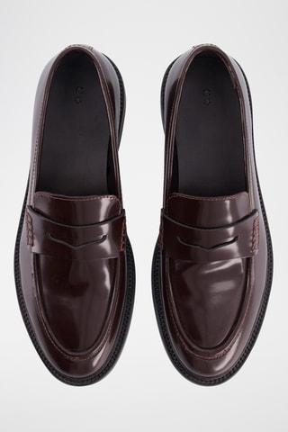 Mocassins à talons en cuir - Marron