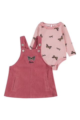 Body et robe-salopette en velours - Rose