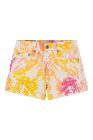 Short en jean tie and dye - Blanc et jaune