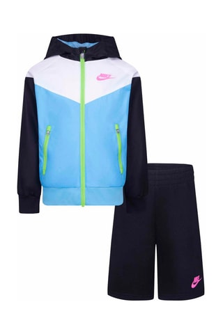 Veste de survêtement et bermuda - Blanc, bleu et vert