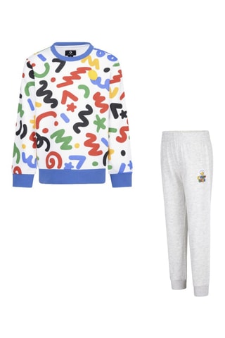 Sweat et pantalon - Gris, blanc et rouge