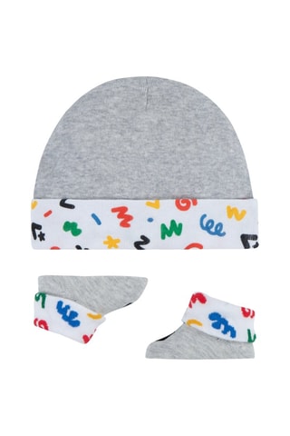 Bonnet et chaussons  - Blanc et gris