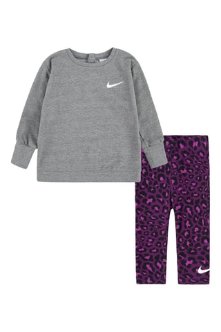 Sweat et legging Gris clair chiné et violet - Nike