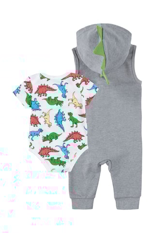 Body et combinaison à capuche - Blanc et gris clair chiné