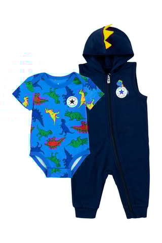 Combinaison à capuche et body - Bleu et jaune