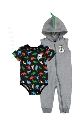 VISUEL FAUX DEMANDE FAITE AECO Body et combinaison à capuche - Noir et gris clair chiné