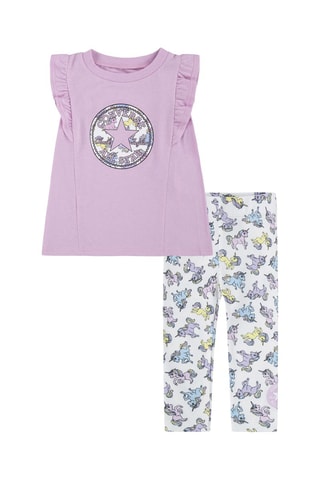 T-shirt et legging - Mauve et blanc