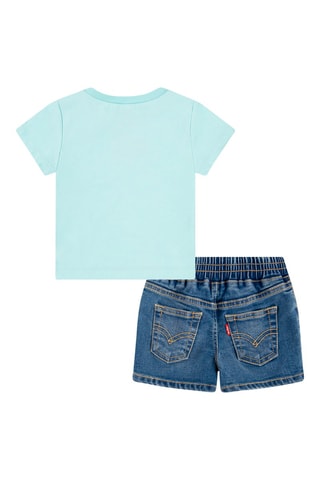 T-shirt et short en jean - Noir, bleu et orange