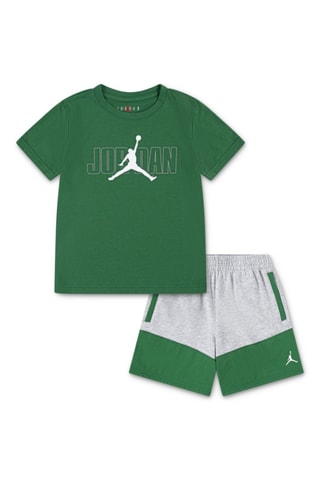 T-shirt et short Stacked - Gris clair chiné et vert foncé - Jordan