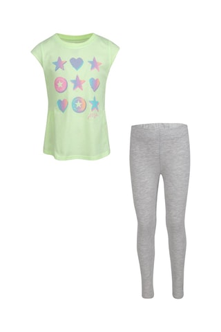 T-shirt et legging - Vert citron et gris chiné