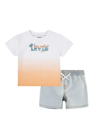 T-shirt et short en jean - Blanc et bleu