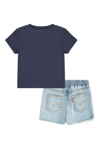 T-shirt et short en jean - Bleu, jaune, orange et gris