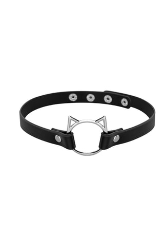 Collier chat en cuir - Noir