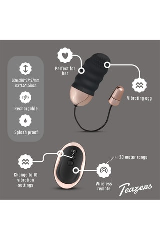Œuf vibrant nervuré avec télécommande Teazers - Noir